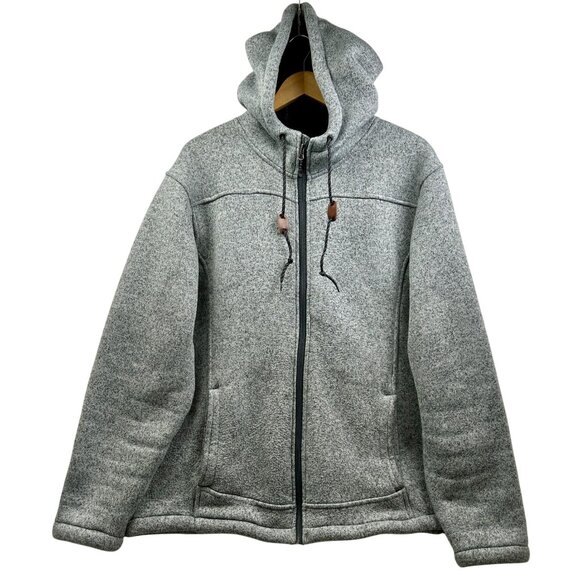 Free Country Hoodie Jacket Mens Large‎ Full Zip Gray Sherpa Fleece Fall/Winter - Picture 1 of 12